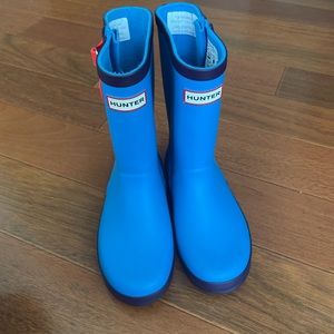Hunter Orginal Kids Rain Boots Blue Red